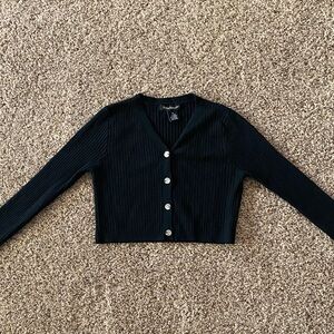 Junior’s Black Ribbed Cardigan